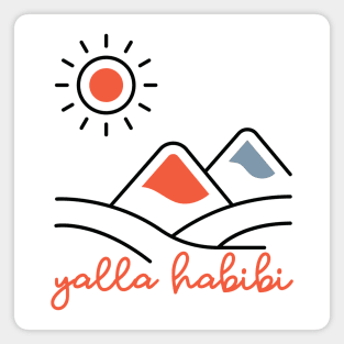 yalla habibi - mountain, sun landscape - orange & blue Magnet